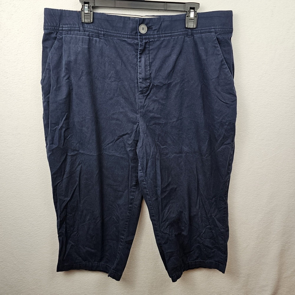 Christopher & Banks Shorts Woman's Size 16P Navy Blue Chino Signature Comfort